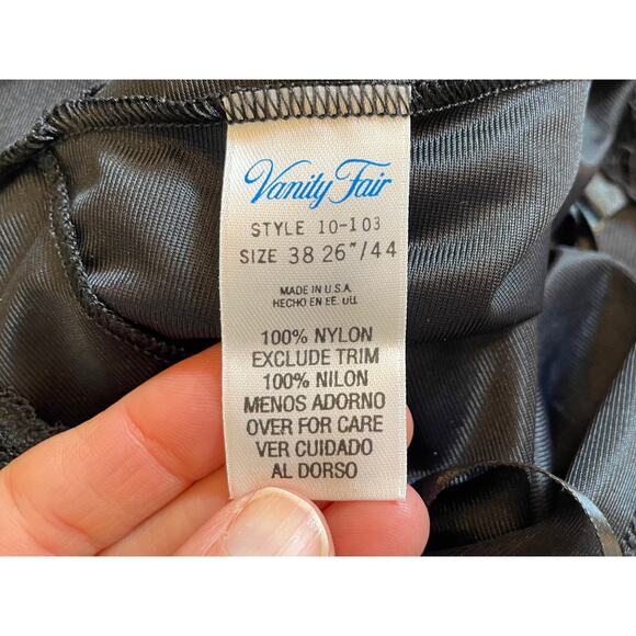 Vanity Fair Black Satin Slip / Slip Dress, Lace 38 / 26" / 44 Style 10-103 - Picture 6 of 13